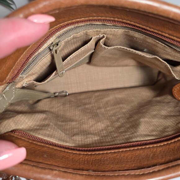 Brighton Woven Straw & Brown Leather Crossbody Bag - Picture 7 of 13